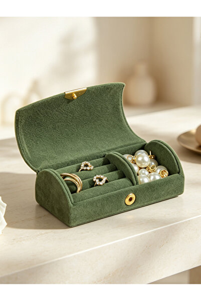 QIANBEIYOU 1Pc Portable Velvet Jewelry Box 4 Colors Available Mini Travel Sto...
