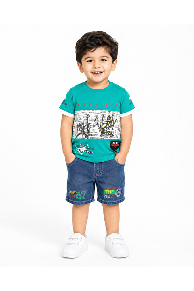MADE Boy's Two-Piece T-Shirt and Jeans Shorts Set