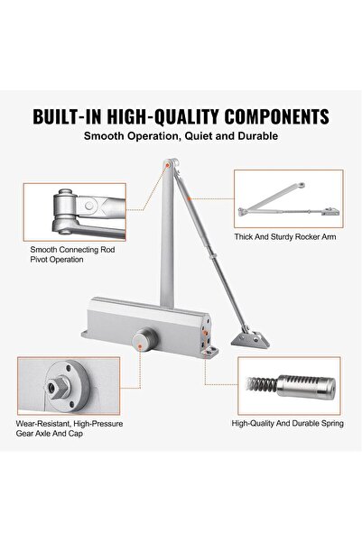 Generic Sturnus Automatic Hydraulic Door Closer, Heavy Duty 80–150kg, Size 3 ...