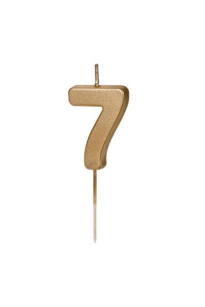 Partydeco Lumanare pentru tort, Party Deco, Cifra 7, Auriu, 4.5 cm