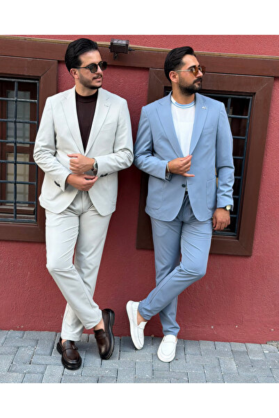 Avni Ceylan Men's Premium Drawstring Casual Suit – Slim Fit Stretch Fabric Bl...