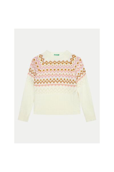 United Colors of Benetton Pulover de fată 1176Q107K Crem