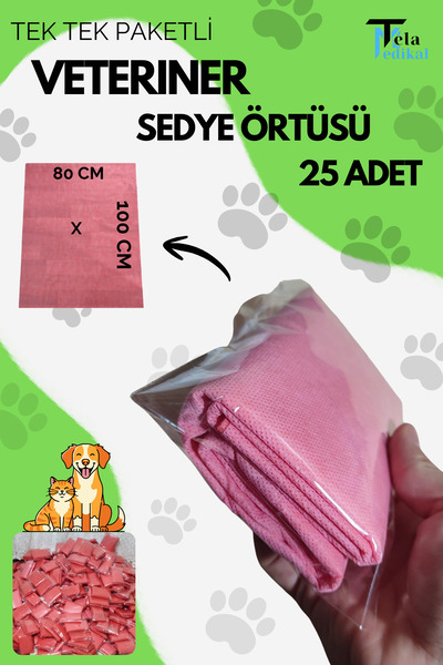 Tek Tek Paketli Veteriner Sedye örtüsü 25 ADET 80 CM X 100 CM