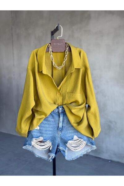By Pakize Premium Düşük Omuzlu Oversize Gömlek