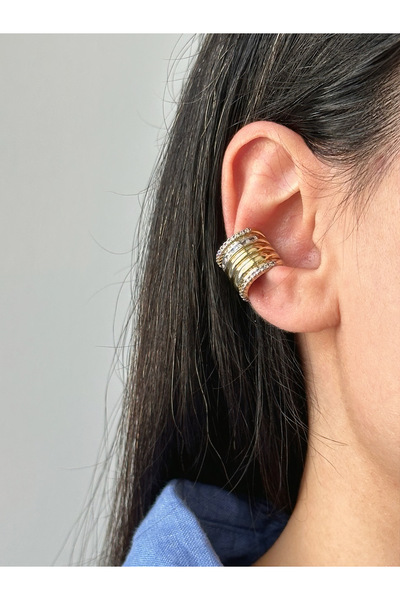 ringbox İki Renkli Kalın Kıkırdak Küpe Earcuff