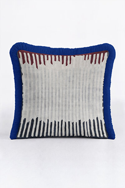Evimde Bambaşka Ethnic Ikat Design Stylish Fringed Pillow Cover-Artistic Bohe...