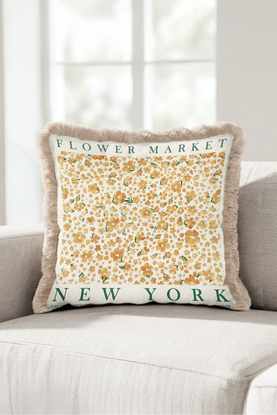 Evimde Bambaşka Floral Motif Botanical Fringed Pillowcase - Spring Bohemian B...