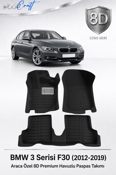 OTOCRAFT BMW 3 Serisi F30 2012-2019 Araca Özel 8D Havuzlu Oto Paspas Takımı S...