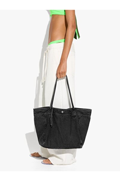 PARFOIS Kadın Charm'lı Denim Shopper Çanta