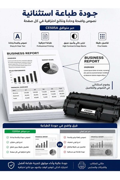 Taraf حبر طابعة CE505A أسود بديل لـ HP 05A متوافق مع طابعات HP LaserJet سلسلة P2035 و P2055