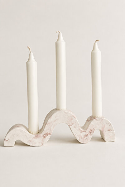 Lazuran Studio Candlestick Holder for 3 Tall Candles, Scandinavian Sculptural...