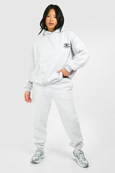 Boi Tasarım Logo Studio Tracksuit Set - Gray Printed Suit Jogger Sweatshirt w...