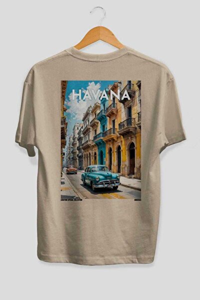 Ankhises Havana Cuba Beige Oversize Country City Back Printed Unisex T-Shirt ...