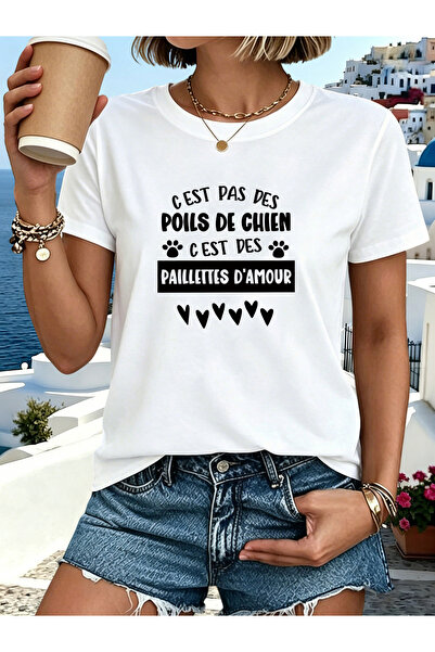 12 HERTZ Women's "'est Pas Des Poils De Chien" T-Shirt - "'s Not Dog Hair" Gl...