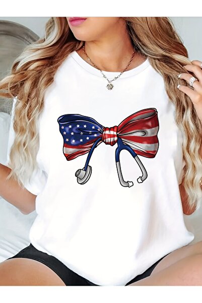 212Wear تي شيرت نسائي كاجوال بأكمام قصيرة وياقة دائرية يتميز بتصميم يوم الاست...