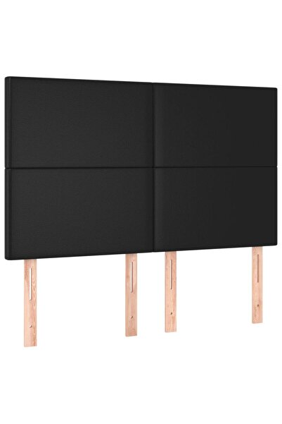 vidaxl Tăblie de pat neagră 144x5x118/128 cm piele ecologică