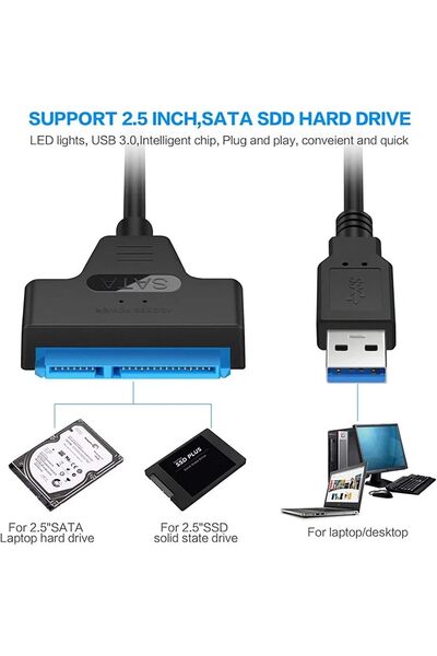 Weetotung USB 3.0 to SATA Series Male to Female Sata HDD SSD External Hard Dr...