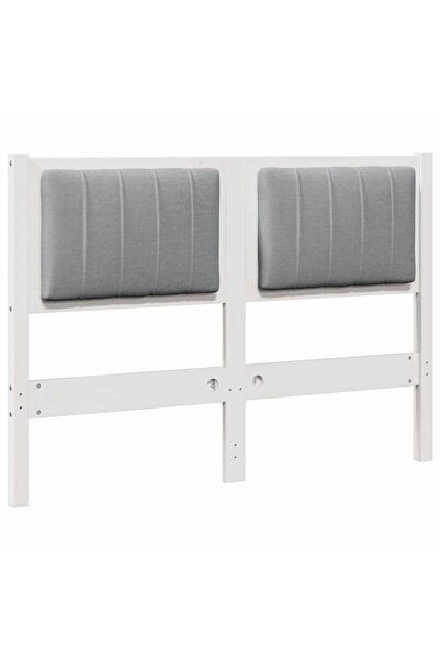 vidaxl Tăblie tapițată cu headboard Alb 120 cm Lemn de pin masiv
