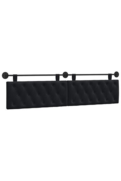 vidaxl Tăblie de pat suspendată Cu lumină LED Negru Catifea