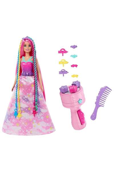 Barbie Papusa cu accesoriu pentru par, Dreamtopia Twist n Style, JCW55