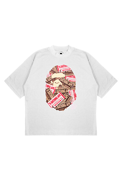 PURE EFFECT Unisex oversize A BATHING APE čokoladna majica sa printom, široko...