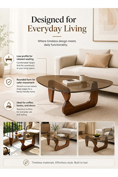 Generica Waterdrop shaped tempered glass coffee table - Small-sized home-use ...