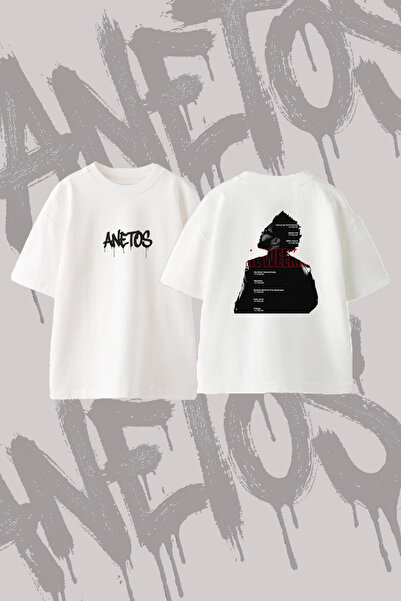 Anetos The Weeknd_75 Design Back Printed Cotton White Oversize T-Shirt