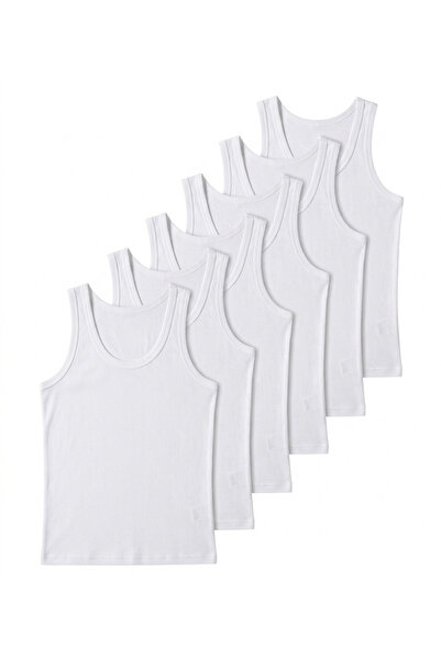 Erdem 1110 6-Pack Men's 100% Cotton Ribbed Undershirts White