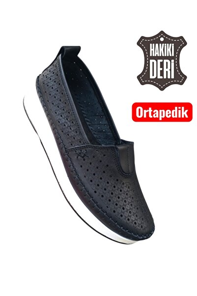 Viyolas Hakiki Deri Kadın Ayakkabısı Lastikli KD