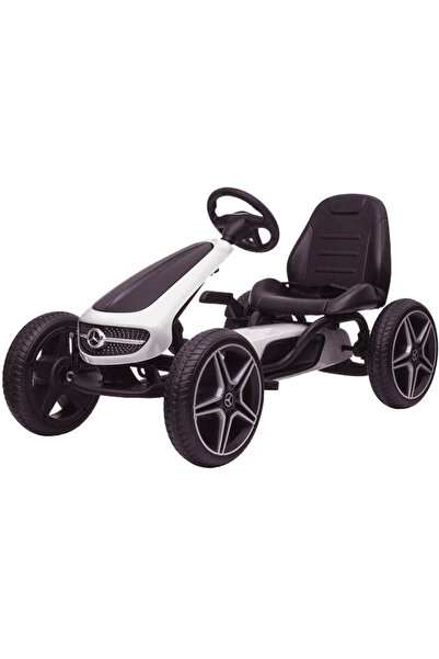 Kinderauto Kart cu pedale Mercedes cu roți de cauciuc, alb