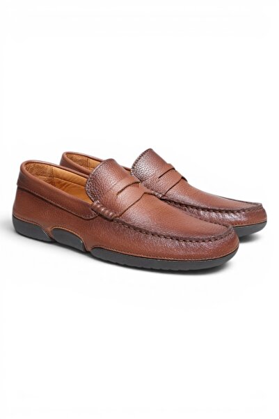 FRANCO CALVANI Taba Floter Taba Color Laceless Genuine Leather Men's Shoes