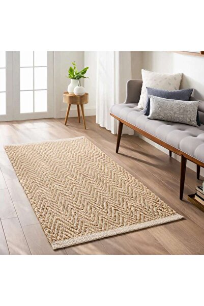 PAN HOME Nagumi Handwoven Jute & Cotton Dhurrie 60x90cm - Natural
