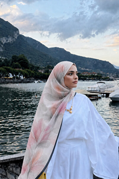 BONASERA EŞARP French Silk Shawl Model Pastel Floral Patterned Hijab Shawl