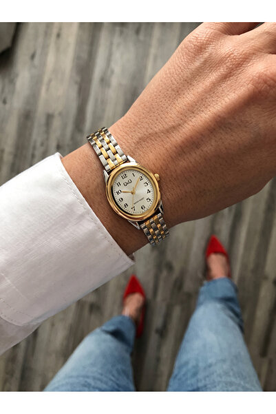 Q&Q Vintage Oval Kasa Çift Renk Metal Kordon Kadın Kol Saati 22 mm