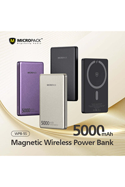 Micropack WPB-5S 5000mAh Magnetic Wireless Power Bank with 20W PD Fast Chargi...