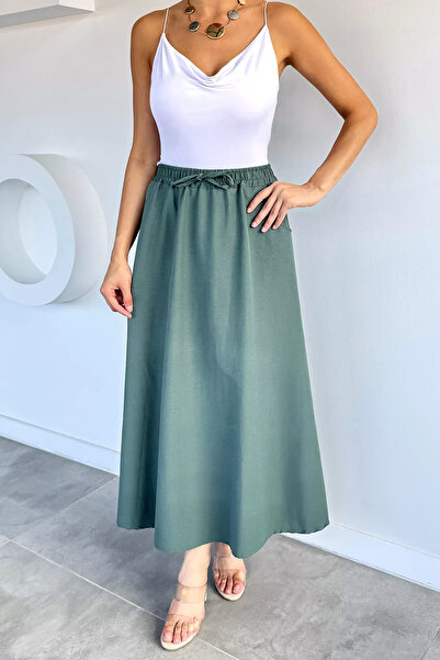 Aryena Koyumint Women's Elastic Waist Double Pocket Skirt