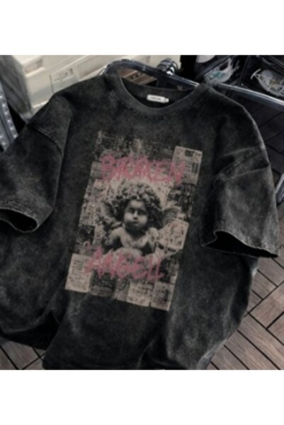 bellanova Unisex πολύχρωμο μπλουζάκι με στάμπα Oversize Streetwear Άνετη εφαρ...