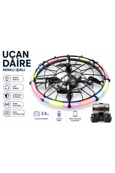 ATLT ATLANTİS M18 UFO DRON 4 EKSENLİ UÇAN ARAÇ DAİRE RENKLİ IŞIKLI 2.4 GHZ UZ...