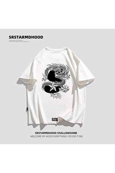 bellanova Unisex πολύχρωμο μπλουζάκι με στάμπα Oversize Streetwear Άνετη εφαρ...