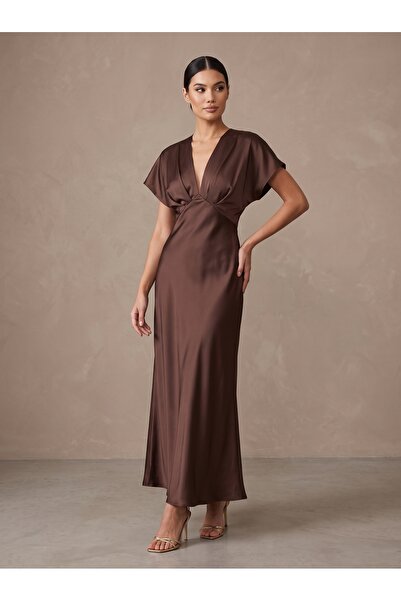Hollyhocks Satin Gathered Midi Dress