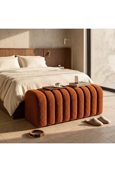 Framgan Luxury Yarma Bench – 8 Yarmalı Gövde, Bej Döşeme, Hol ve Yatak Ucu İçin