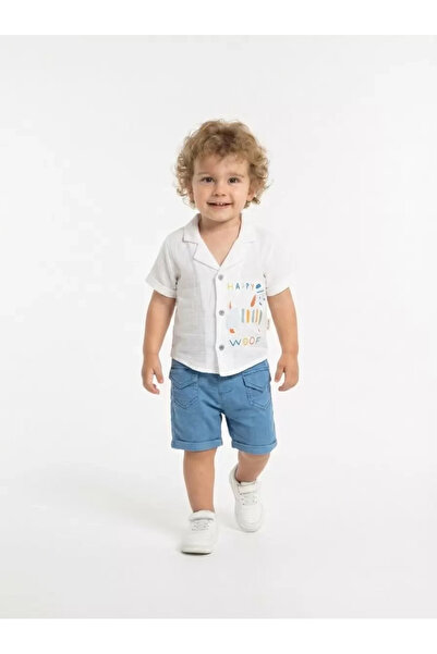 Generic Brand 6/24 Months Muslin Fabric Shirt Shorts 2-Piece Children's Set