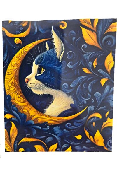 LİVA CRAFT Art & Craft Diamond Mosaic Painting, 50X40Cm Blue Cat Bead Gluing Kit