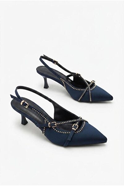 fort 129-2601 Satin Buckle Detailed Trok Patterned 6 cm Heel Height Women's S...