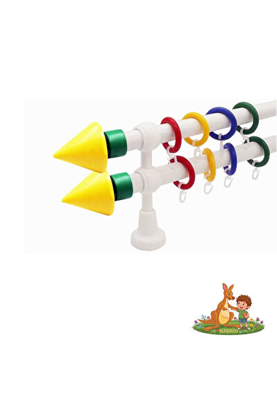 KLEIDECO Galerie dubla perdea KIDZ, Plastic, Diametru 28 mm, Capete Piramida ...