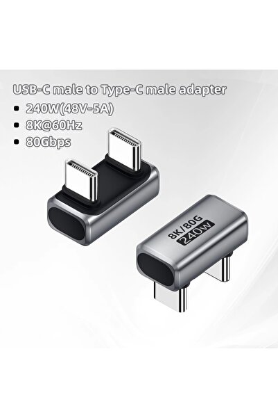 Choice3 Silver 240W 80Gbps 8K@60Hz USB C Adapter USB-C Male to Female Adapter...
