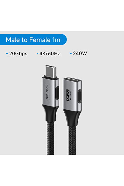 choice2 كابل تمديد USB-C من هاجيبيس بطول 1 متر، موصل ذكر إلى أنثى، سرعة نقل 2...