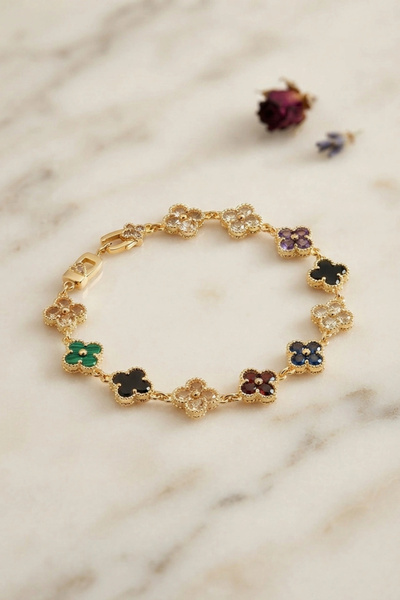 Clariss Yonca Model Mixed Color Zircon Stone Women's Bracelet