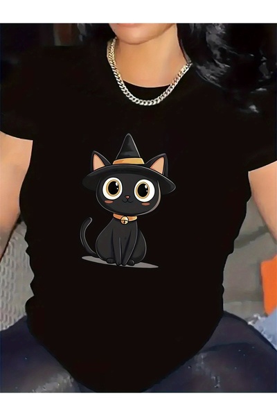 01THEONE cotton Short Sleeve T-Shirt with Cute Cat Design Home Wear, Durable ...