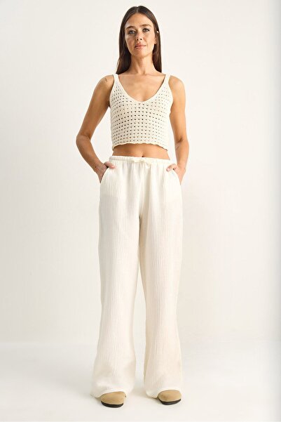 Hiccup LUCCI Pantaloni Largi Din Crep De Bumbac